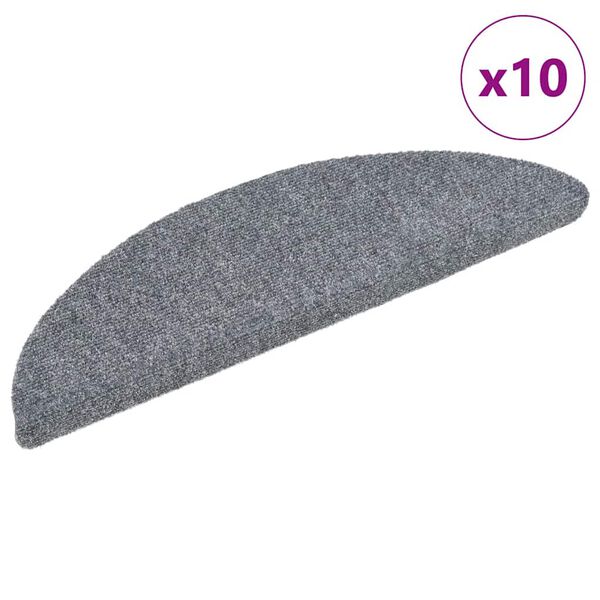 vidaXL Tapis autoadh&eacute;sifs de marches 10 pcs Gris clair 56x17x3 cm