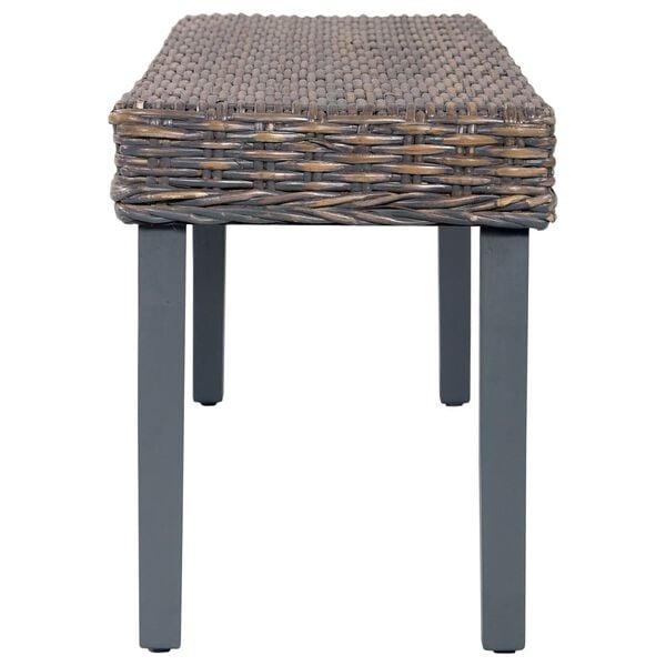 vidaXL Banc 110 cm Gris Rotin naturel kubu et bois d'acajou massif