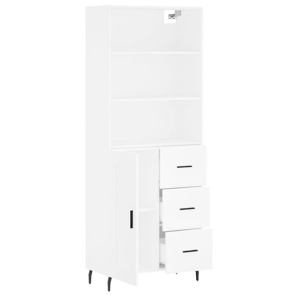 vidaXL Buffet haut Blanc 69,5x34x180 cm Bois d'ing&eacute;nierie