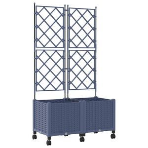 vidaXL Bac de jardin avec treillis et roues 2 pc Gris 80 x 40 x 149 cm