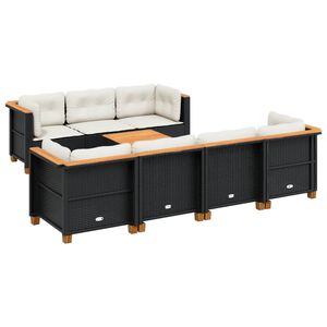 vidaXL Salon de jardin 8 pcs avec coussins noir r&eacute;sine tress&eacute;e
