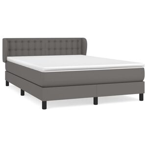 vidaXL Sommier &agrave; lattes de lit avec matelas Gris 140x190 cm Similicuir