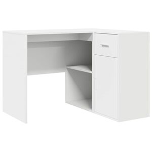 vidaXL Bureau d'angle avec tiroir avec &eacute;tag&egrave;re Blanc 102 x 88 x 75 cm