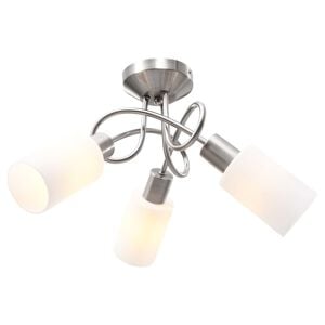 vidaXL Plafonnier avec abat-jour en verre 3 ampoules E14 Blanc C&ocirc;ne