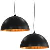 vidaXL 2 pcs Plafonniers Noir et dor&eacute; Semi-sph&eacute;rique 50 cm E27