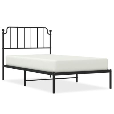 vidaXL Cadre de lit métal sans matelas avec tête de lit noir 100x190cm