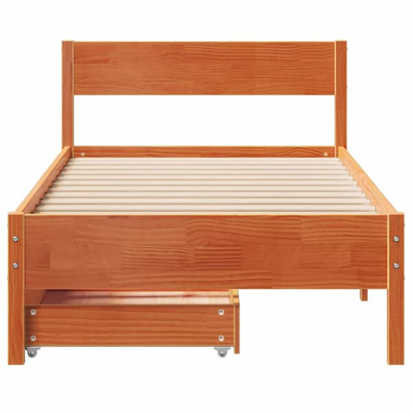 vidaXL Cadre de lit sans matelas cire marron 90x200 cm bois pin massif