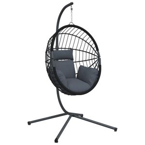 vidaXL Chaise suspendue en forme d'&oelig;uf avec support anthracite