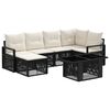 vidaXL Ensemble de canap&eacute; de jardin 7 pc Noir et blanc cr&egrave;me polyrotin