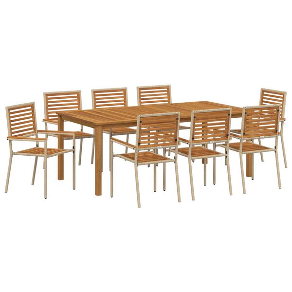 vidaXL Ensemble de salle à manger pour jardin 9 pcs Beige Poly rotin