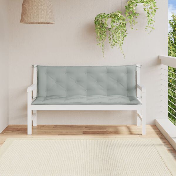vidaXL Coussins de banc de jardin lot de 2 gris clair m&eacute;lang&eacute; tissu