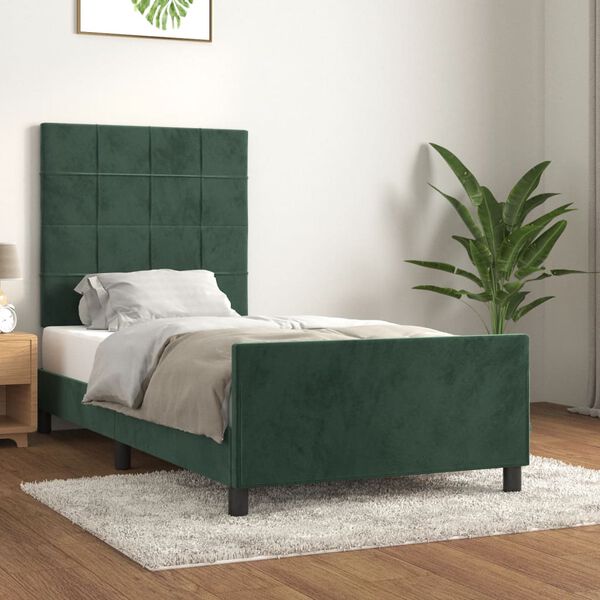 vidaXL Cadre de lit sans matelas vert fonc&eacute; 80x200 cm velours