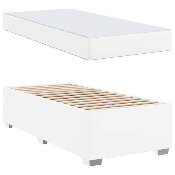 vidaXL Cadre de lit avec matelas Blanc 90 x 190 cm tissu