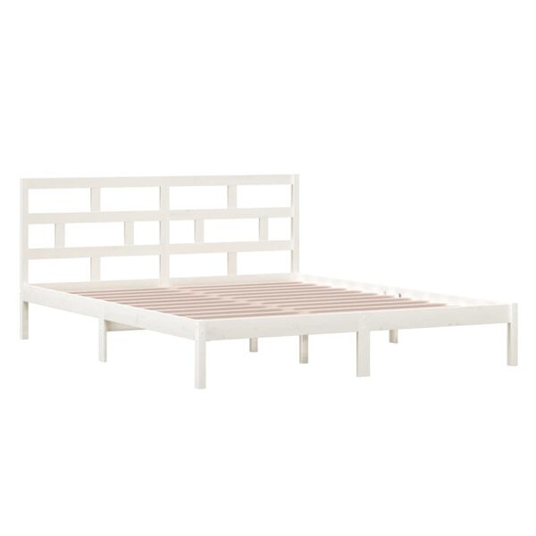 vidaXL Cadre de lit sans matelas blanc bois massif