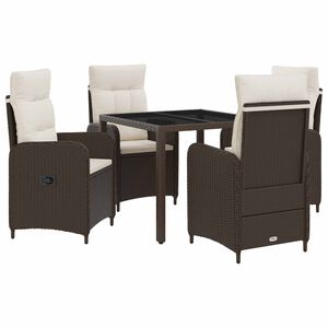 vidaXL Ensemble de repas ext&eacute;rieur 5 pc Marron et cr&egrave;me blanche