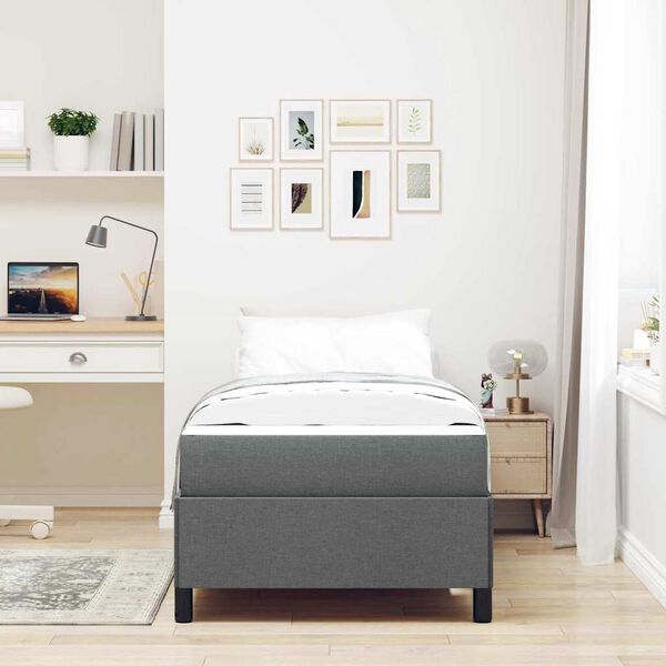 vidaXL Lit &agrave; ressorts avec matelas Gris fonc&eacute; 90 x 190 cm tissu