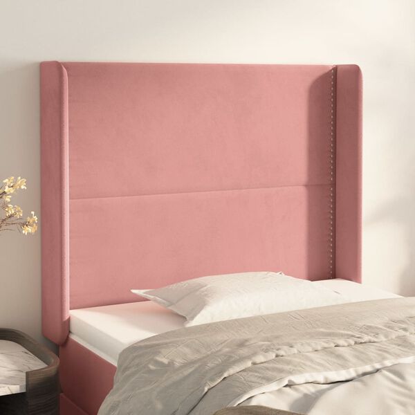 vidaXL T&ecirc;te de lit avec oreilles Rose 83x16x118/128 cm Velours