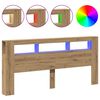 vidaXL T&ecirc;te de lit &agrave; LED ch&ecirc;ne artisanal 220x18,5x103,5 cm
