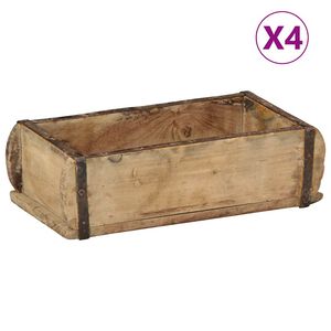 vidaXL Plateau 4 pcs Marron 30 x 15 x 9 cm Bois Recycl&eacute; Solide