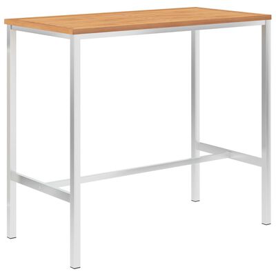 vidaXL Table de bar 120x60x105 cm Bois de teck solide et inox
