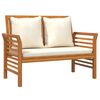 vidaXL Banc canap&eacute; avec coussins Blanc cr&egrave;me Bois d'acacia solide