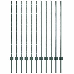 vidaXL Poteau de cl&ocirc;ture ench&acirc;ss&eacute; 11 pi&egrave;ces Vert 160 cm