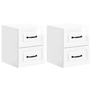 vidaXL Cabinet de chevet mural 2 pcs Blanc brillant 34,5 x 33 x 40 cm