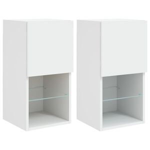 vidaXL Meubles TV avec lumi&egrave;res LED 2 pcs blanc 30,5x30x60 cm
