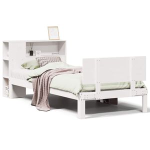 vidaXL Lit biblioth&egrave;que sans matelas blanc 75x190cm bois de pin massif