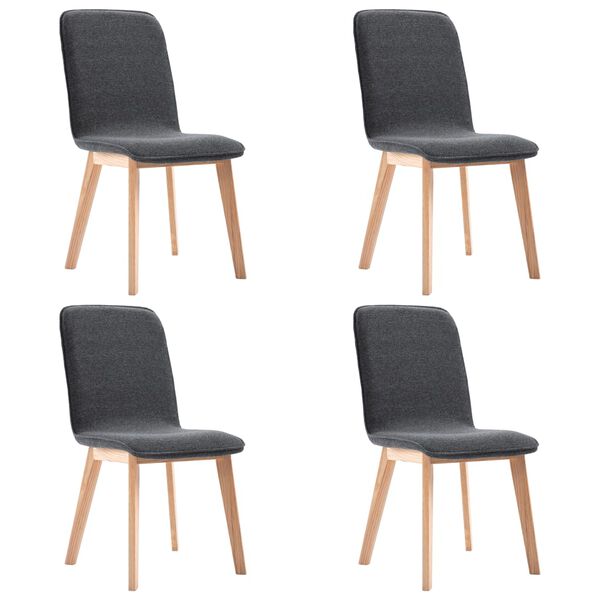 vidaXL Chaises à manger lot de 4 gris tissu et bois de chêne massif
