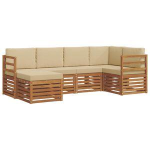 vidaXL Ensemble de canap&eacute;s d'ext&eacute;rieur 6 pc Naturel et Beige Polyester