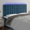 vidaXL T&ecirc;te de lit &agrave; LED Bleu fonc&eacute; 160x5x118/128 cm Velours