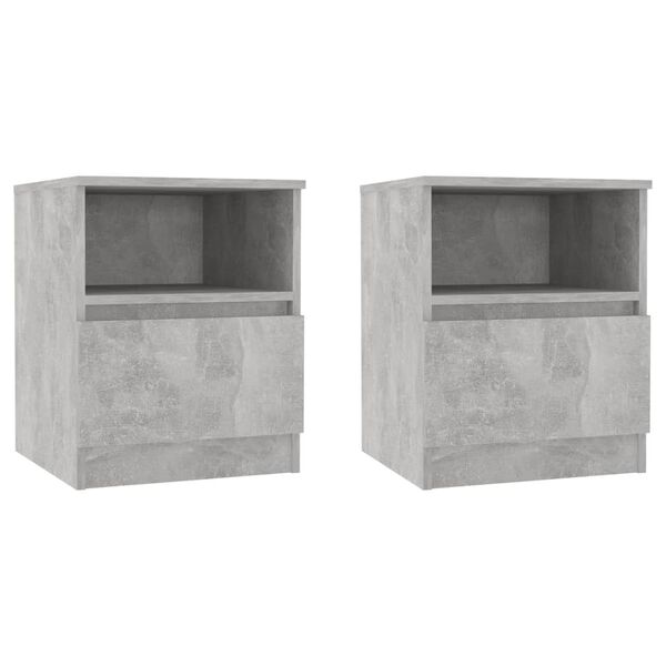 vidaXL Tables de chevet 2 pcs Gris b&eacute;ton 40x40x50 cm Agglom&eacute;r&eacute;