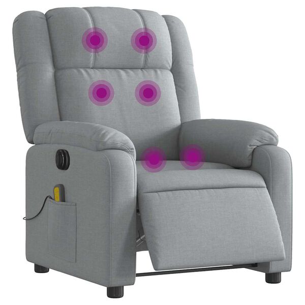 vidaXL Fauteuil de massage inclinable &eacute;lectrique gris clair tissu