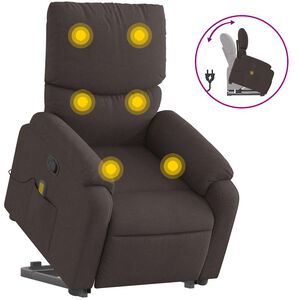 vidaXL Fauteuil inclinable de massage Marron fonc&eacute; Tissu