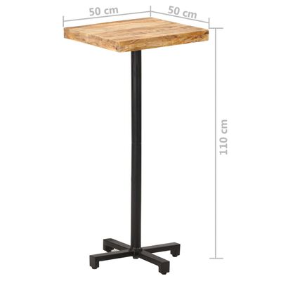 vidaXL Table de bar Carrée 50x50x110 cm Bois de manguier brut