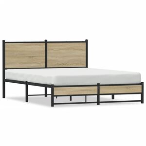 vidaXL Cadre de lit en m&eacute;tal sans matelas ch&ecirc;ne sonoma 137x190 cm