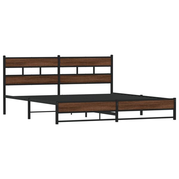 vidaXL Cadre de lit en m&eacute;tal sans matelas ch&ecirc;ne marron 180x200 cm