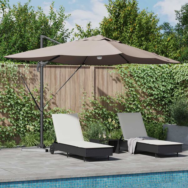 vidaXL Parasol Taupe 351 x 250 x 253 cm Polyester et Aluminium