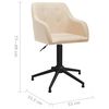 vidaXL Chaise pivotante &agrave; manger Cr&egrave;me Tissu