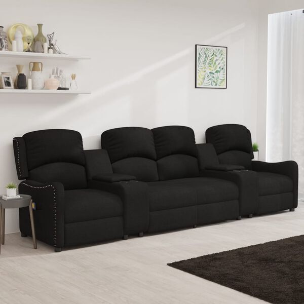 vidaXL Fauteuil de massage inclinable et porte-gobelets 4 places noir