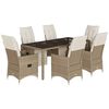vidaXL Ensemble de bistro de jardin 7 pcs coussins beige poly rotin
