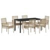 vidaXL Ensemble de salle &agrave; manger pour jardin 7 pcs Beige polyrotin