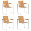 vidaXL Chaises de jardin lot de 4 bois teck solide et acier inoxydable