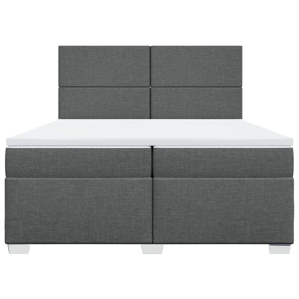 vidaXL Sommier &agrave; lattes de lit avec matelas Gris fonc&eacute; 200x200cm Tissu