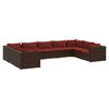 vidaXL Salon de jardin 9 pcs avec coussins R&eacute;sine tress&eacute;e Marron