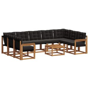 vidaXL Ensemble de canap&eacute;s d'ext&eacute;rieur 10 pcs Naturel et Noir