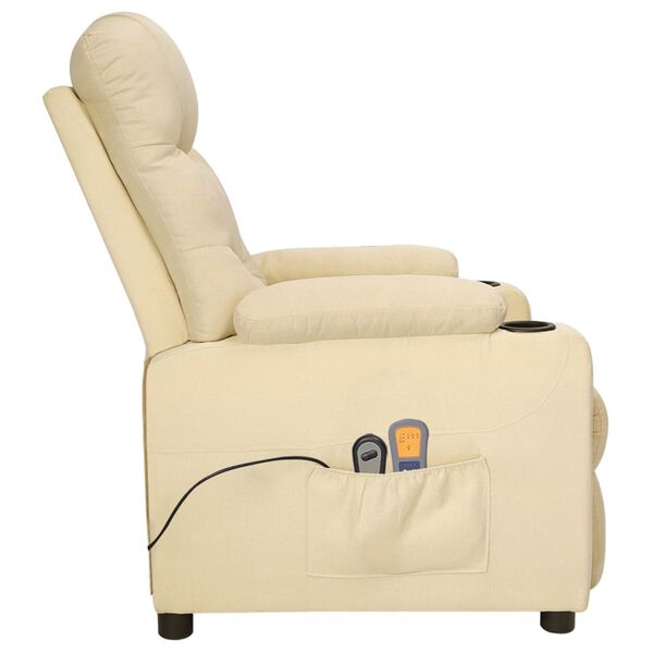vidaXL Fauteuil électrique de massage Crème Tissu