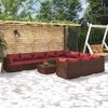 vidaXL Salon de jardin 11 pcs avec coussins R&eacute;sine tress&eacute;e Marron