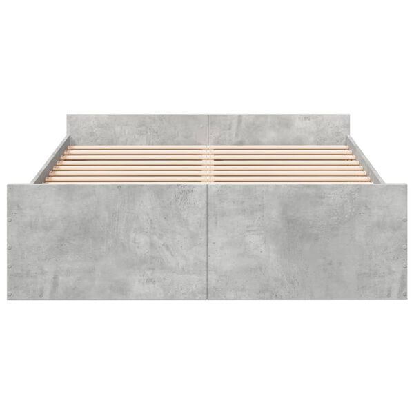vidaXL Cadre de lit avec tiroirs sans matelas gris b&eacute;ton 135x190 cm